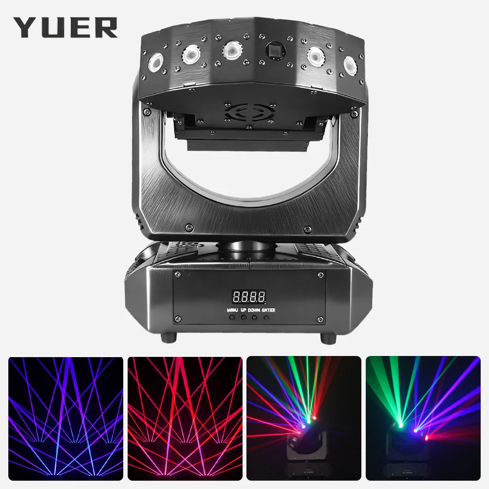 

6 Eyes RGB Laser Moving Head Light fan-shaped Infinite Rotation DMX512 control for DJ Disco Bar Club Party Stage effect lighting