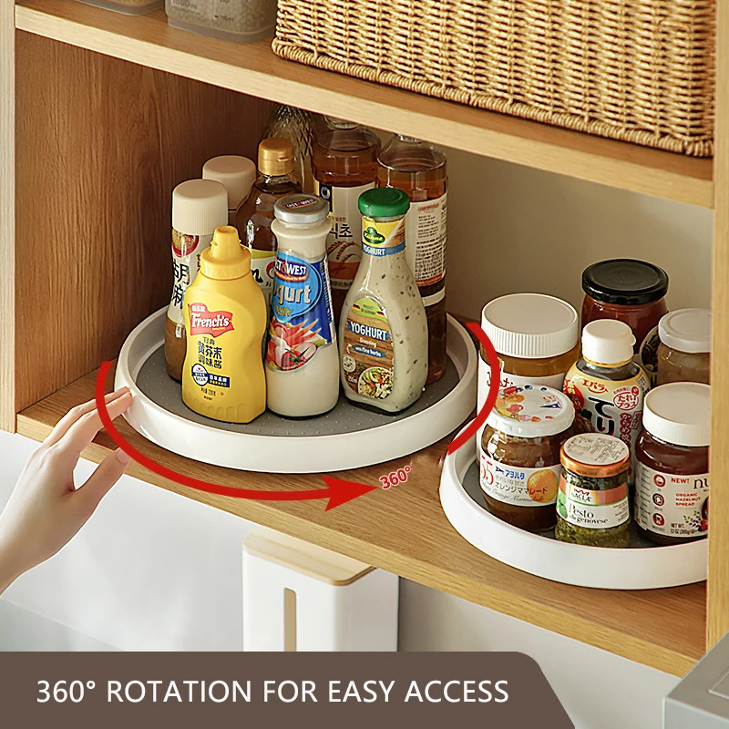 

Rotatable Rack Kitchen Condiment Bathroom Bath Supplies Round Multi-Functional Finishing Storage Rack Cabinet Item Storage Rack