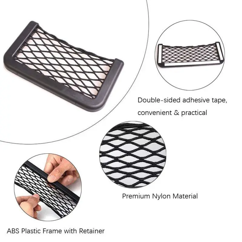 1/2Pcs Universal Car Storage Net Bags Mesh Pockets Car Seat Side Back Storage Net Bag Phone Holder Pocket Organizer 20x8cm