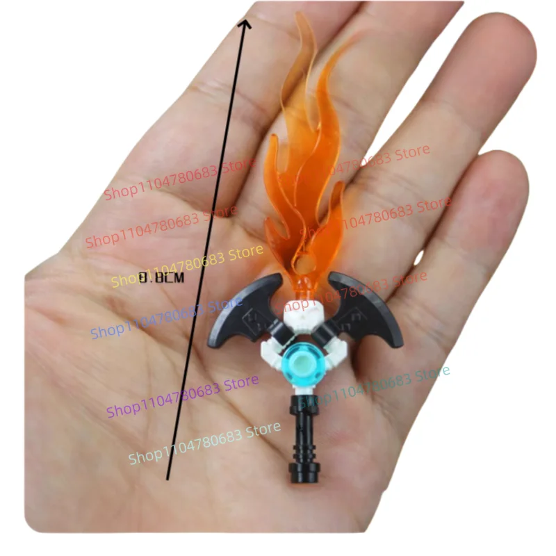 Bloques de construcción MOC, Mini figura, espada de llama y espada de hielo, modelo de ensamblaje, accesorios de dibujos animados de Anime, juguete para regalo coleccionable