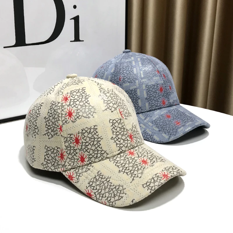 Plaid Hat Men\'s Baseball Cap Female Autumn and Winter Face Small Retro Street Couple Sun Protection Hard Top Net Red Duck Caps