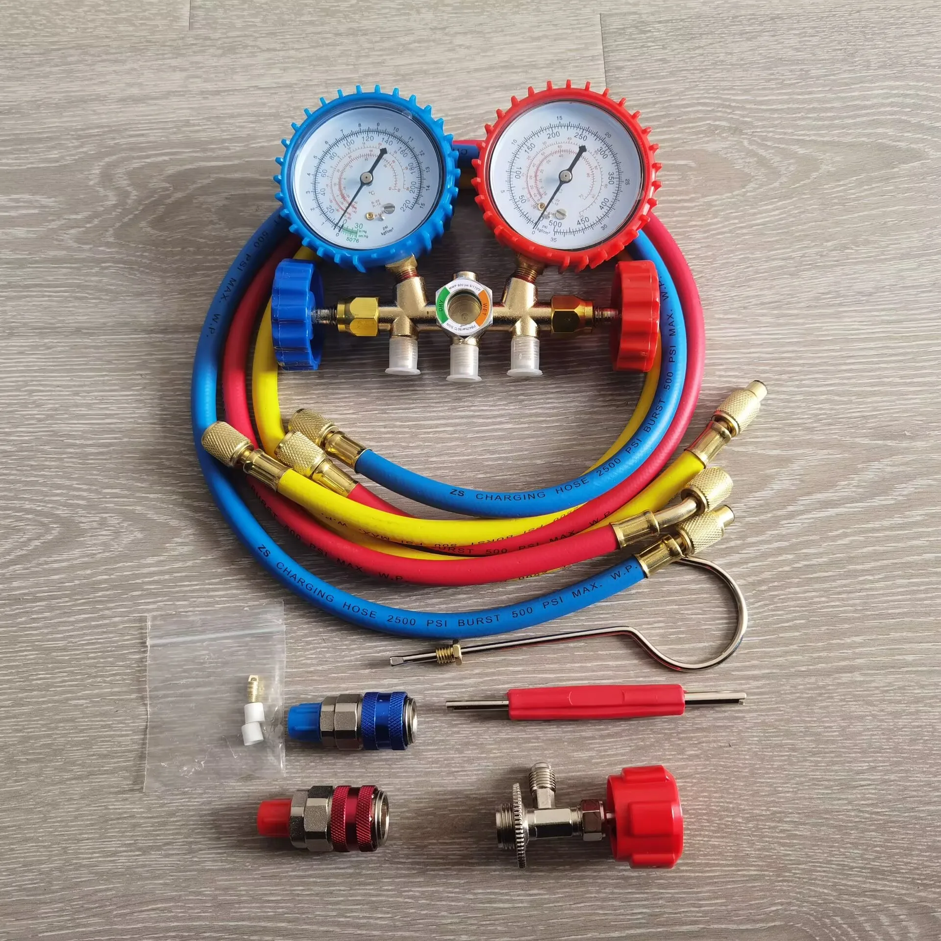 Automotive air conditioner fluorine gauge R134a refrigerant snow type pressure gauge household Air conditioner dual gauge valve