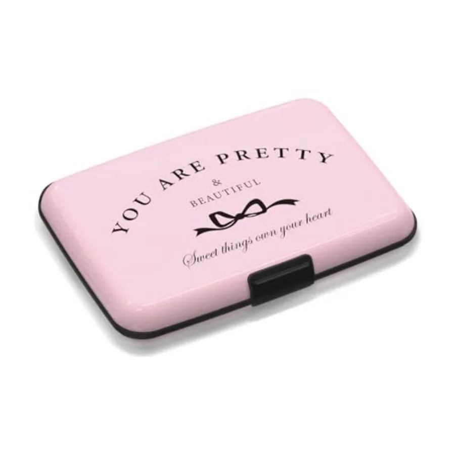

Credit Card Holder Pink, RFID Wallet Women Pocket Small Card Holder, You Are Pretty Travel Business Card Case Metal RFID Blocki