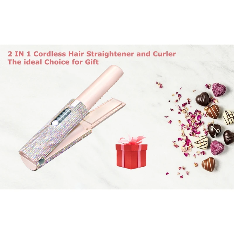 2-In-1 Electric USB Hair Straightening Brush Straightener Brush Straightening Styler Hair Curler