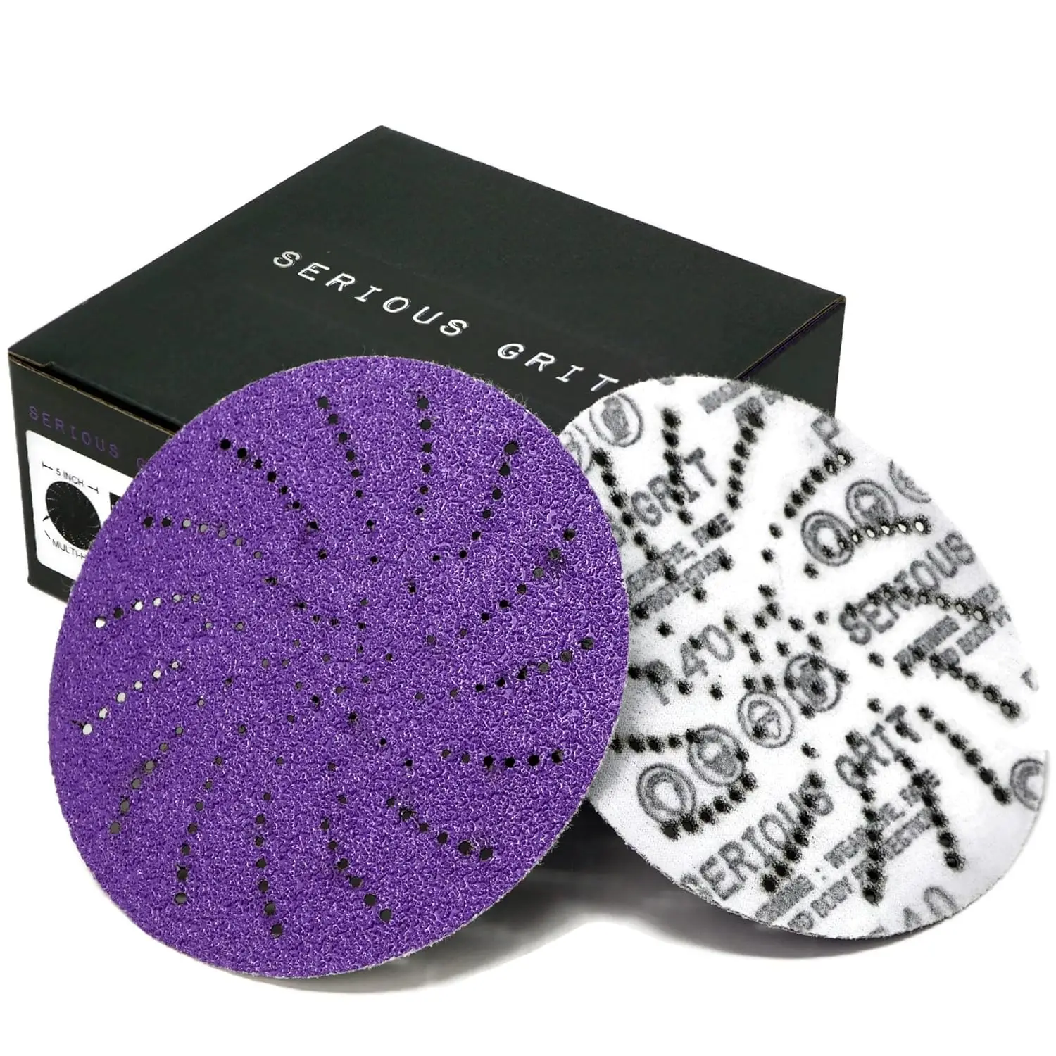

5-Inch 40 Grit Ceramic Multi-Hole Hook & Loop Sanding Discs - Advanced Grain for Fast Cutting 5-in Sanders - 25 Pack Box