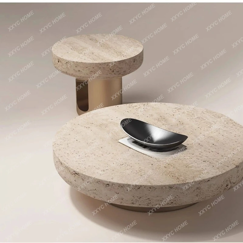 HH Living room household simple modern round light luxury combination marble coffee table   FT