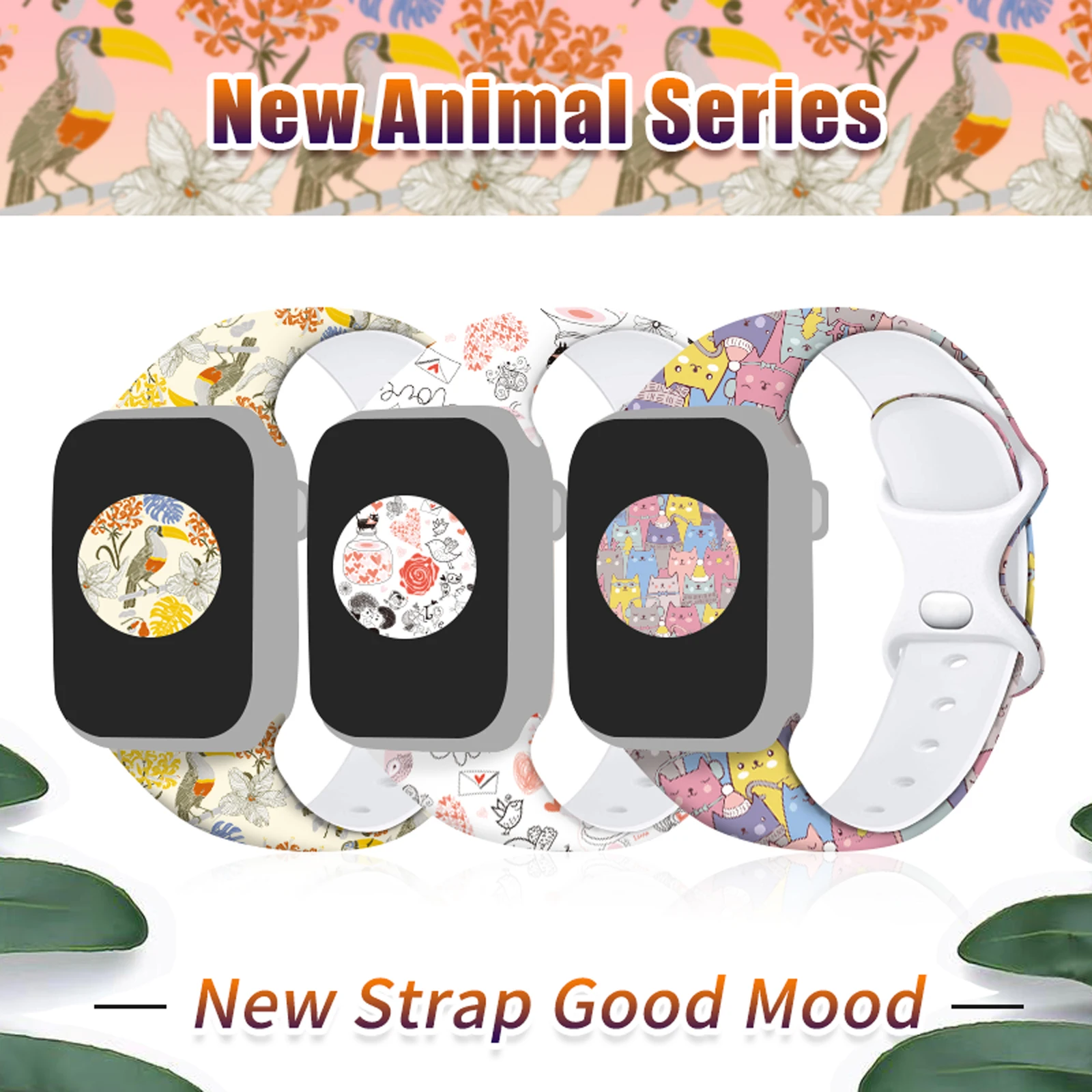 Cinturino stampato serie animali per Apple Watch 10 9 8 7 Bracciale sostituibile con cinturino in silicone per cinturino iWatch 46mm 44mm 42mm 41mm