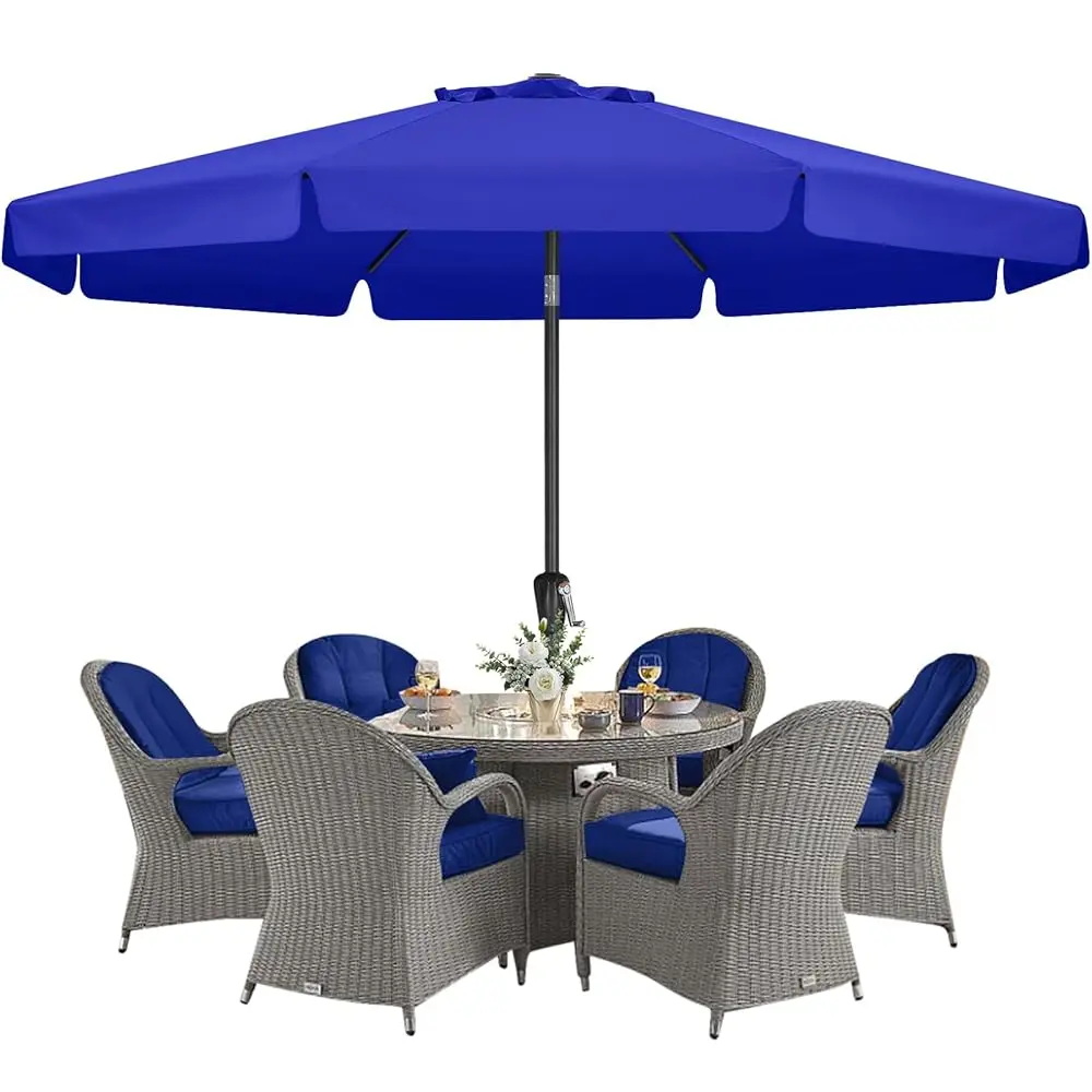 

Valance Patio Umbrella For Outdoor Table Market -8 Ribs (11Ft,Blue)