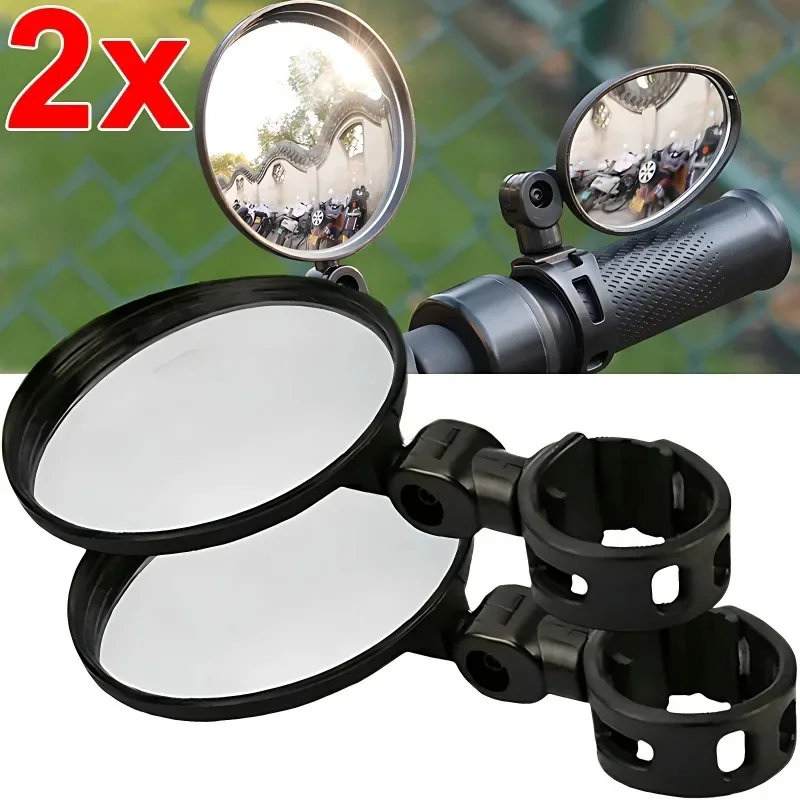 1/2/3/4pcs Universal Bicycle Rearview Mirror 360°Adjustable Rotate Convex Wide Angle Cycling Handlebar Rear View Mirrors