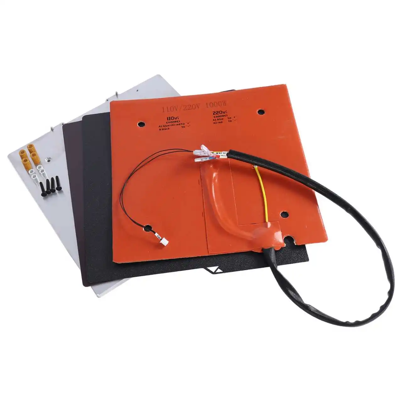 Funssor 1pc Anycubic S1C 3D Printer 8mm Aluminum Alloy CNC Heat Bed Build Plate 120/240V Silicone Heater Pad Upgrade Kit