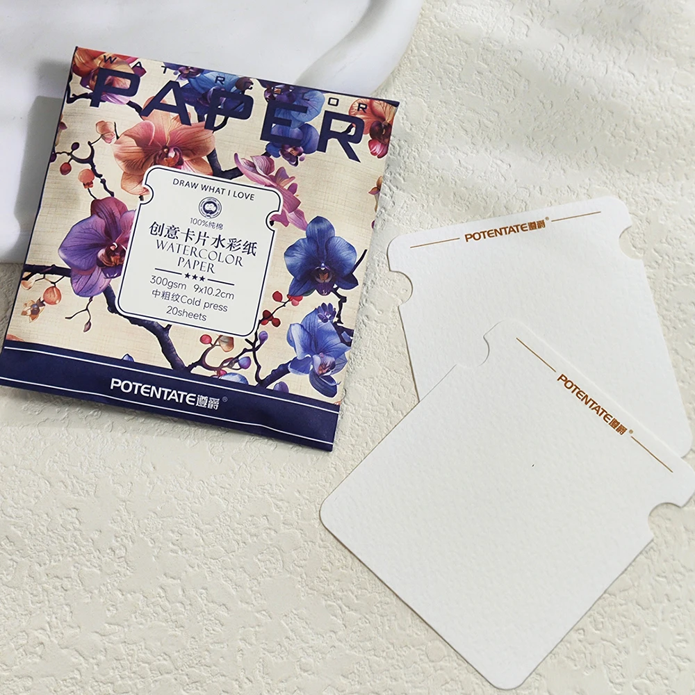 SeamiArt POTENTATE 20 قطعة ورق رسم بالألوان المائية ختم ورق رسم ذاتي الصنع 300 جرامًا للمتر المربع لب القطن بالضغط البارد للوازم الفنية
