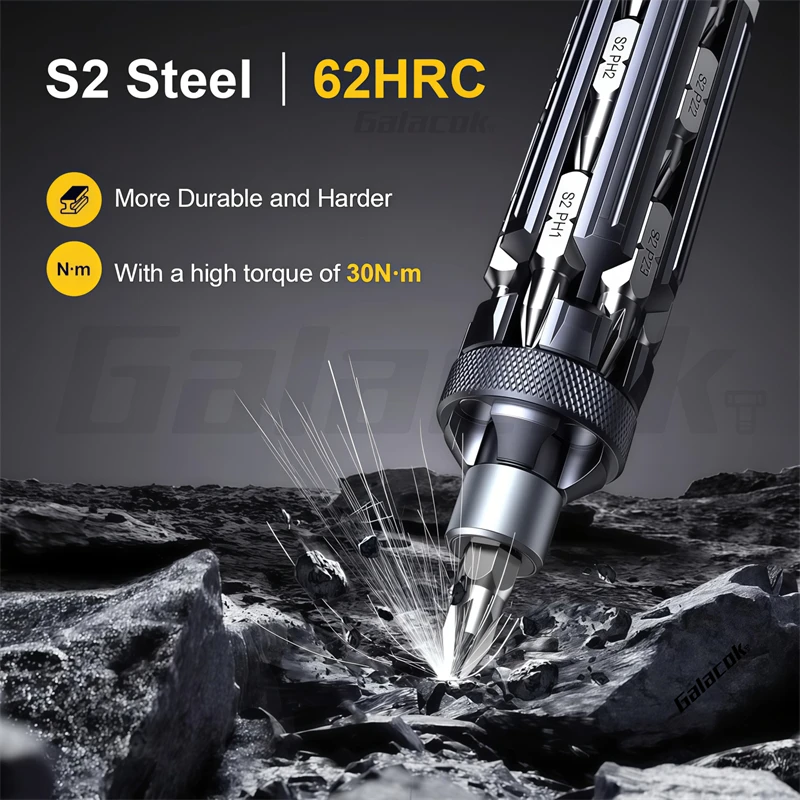 Galacok S1 EDC Multi-Function Screwdriver Set with Magnetic Torx Phillips Hex Drill Bit Portable Repair Tool for Outdoor Home