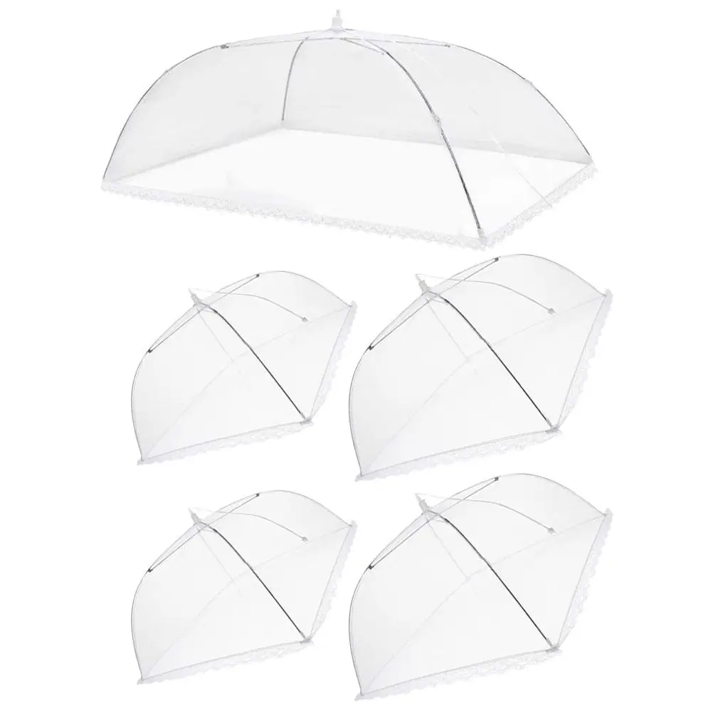 

5Pcs Portable Food Cover Tent Lightweight Umbrella Style Mesh Food Protector for Outdoor Picnic Camping Home Kitchen Table Use