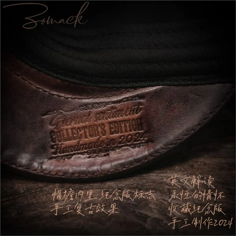 Real Horse leather Beret peaked cap Vintage Male motorcycle handmade tea core heavy flavor wash skin oil dye