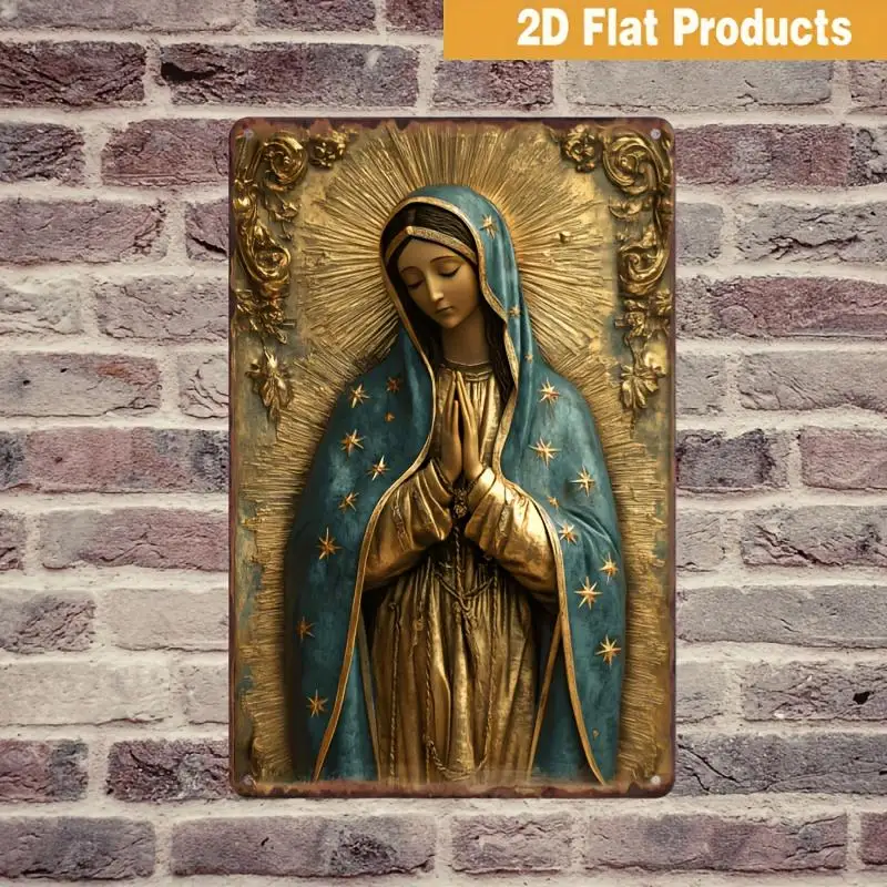 

1Pc, Vintage Style Virgin Of Guadalupe Metal Sign – Catholic Home Decor With Religious Mary Icon FarmhouseWall Art Christian