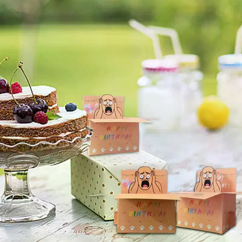 1Pcs Humorous 3D Terrifying Bald Character Design Whimsical Card Hilarious Happy Birthday Card DIY Accessories