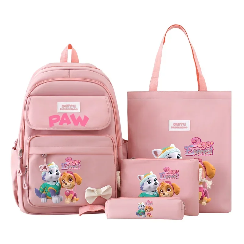 

4pcs Paw Patrol Backpack Harajuku Kawaii Skye Pink School Bag Large Capacity Water-repellent Fashion Girls Knapsack Kids Gift
