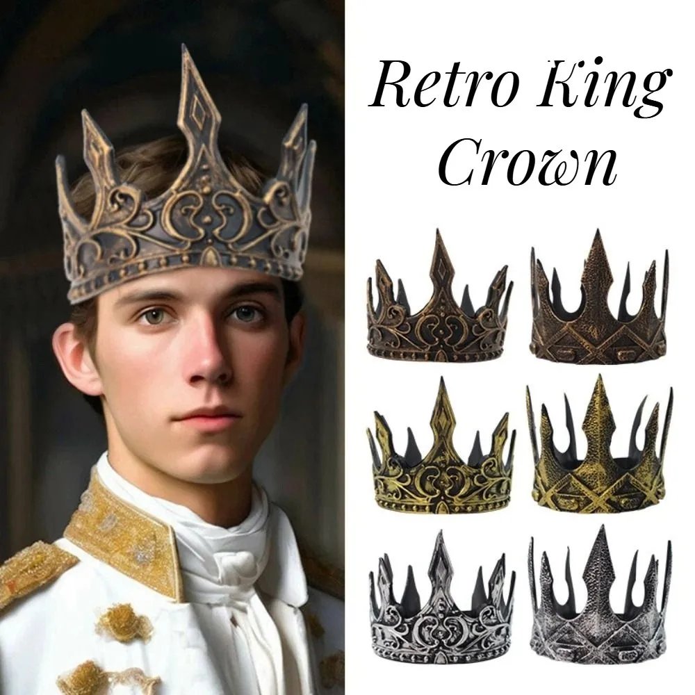 

Bar Mitzvah Crown King Crown Hair Hoop Korean Style PU Prince Crowns Headband Hair Accessories Round Tiaras Girls Gift