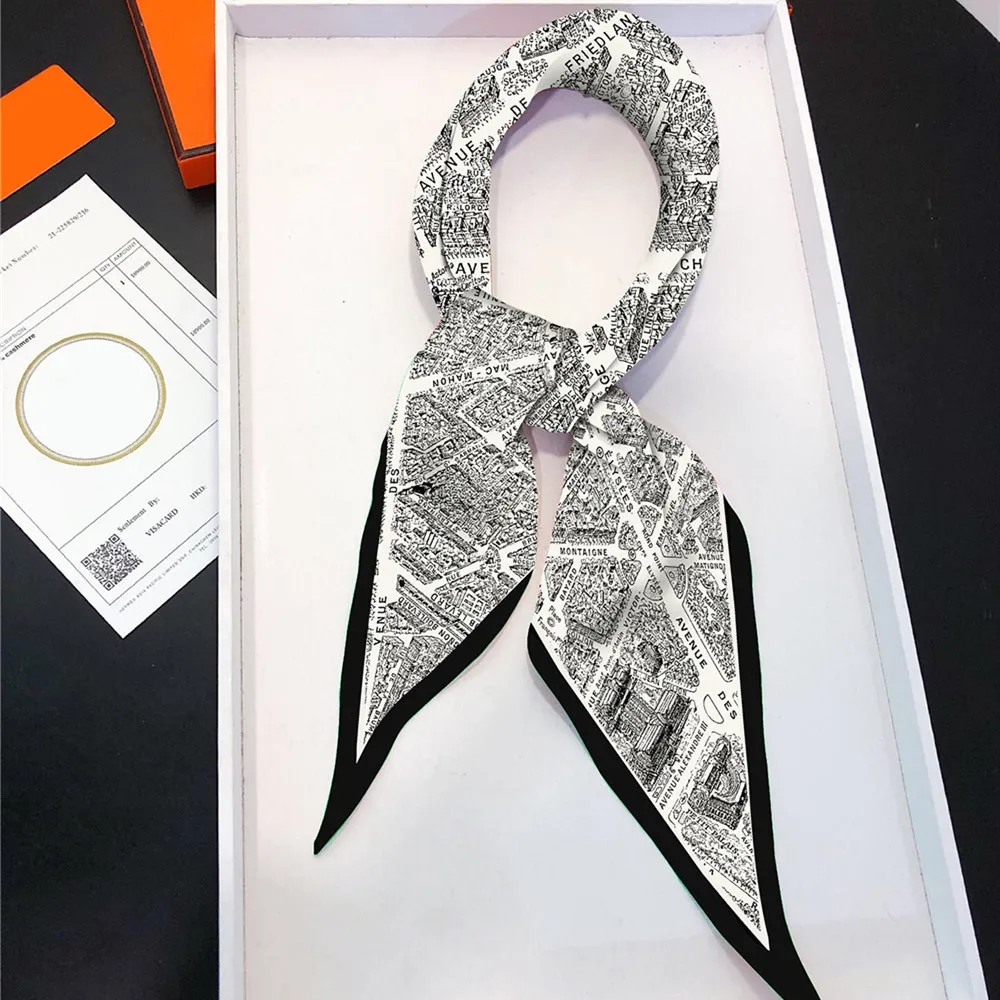 Impression chaude diamant écharpe marque Foulard en soie femme luxe Paris Bandana bandeau Hijab Foulard foulard châle pour dames