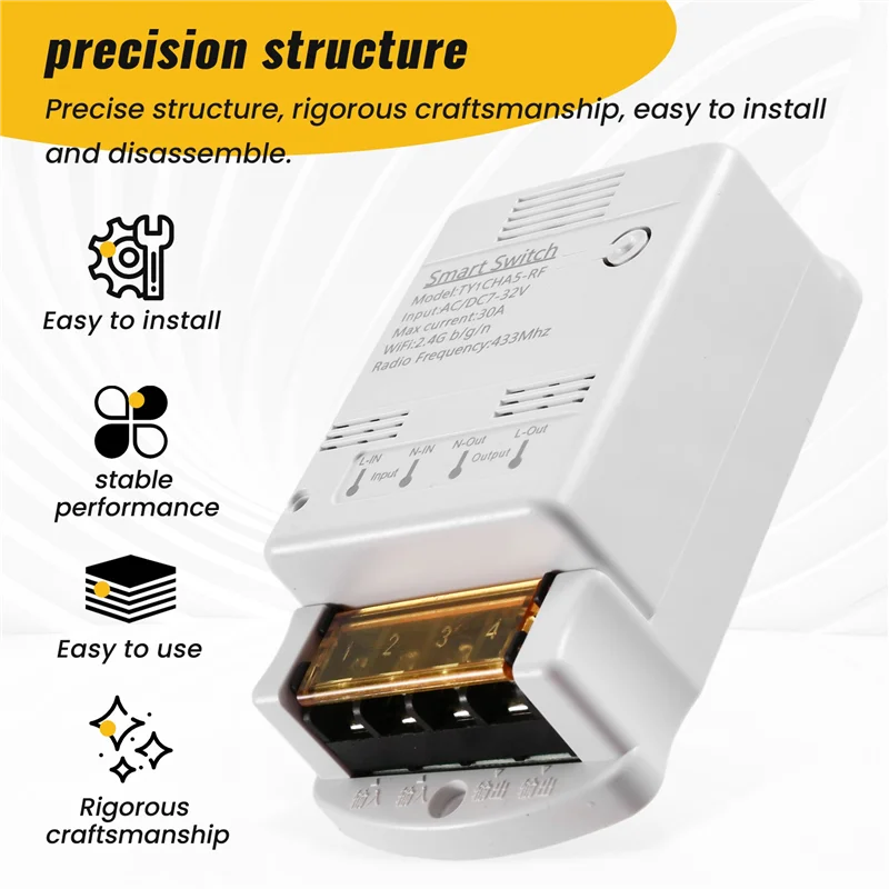 ABSQ-Tuya Smart Wifi 30A Switch Intelligent Automation Module APP Remote Control 12V 24V 20A Relay 4000W HIGH POWER