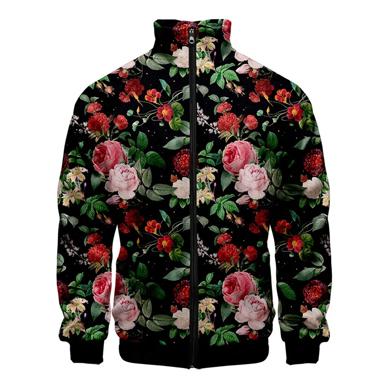 3D Ancient Flowers Printing Jacket For Men Winter Jacket Women Harajuku Bloom Graphic Jackets Children Fashion Cool Vintage Top