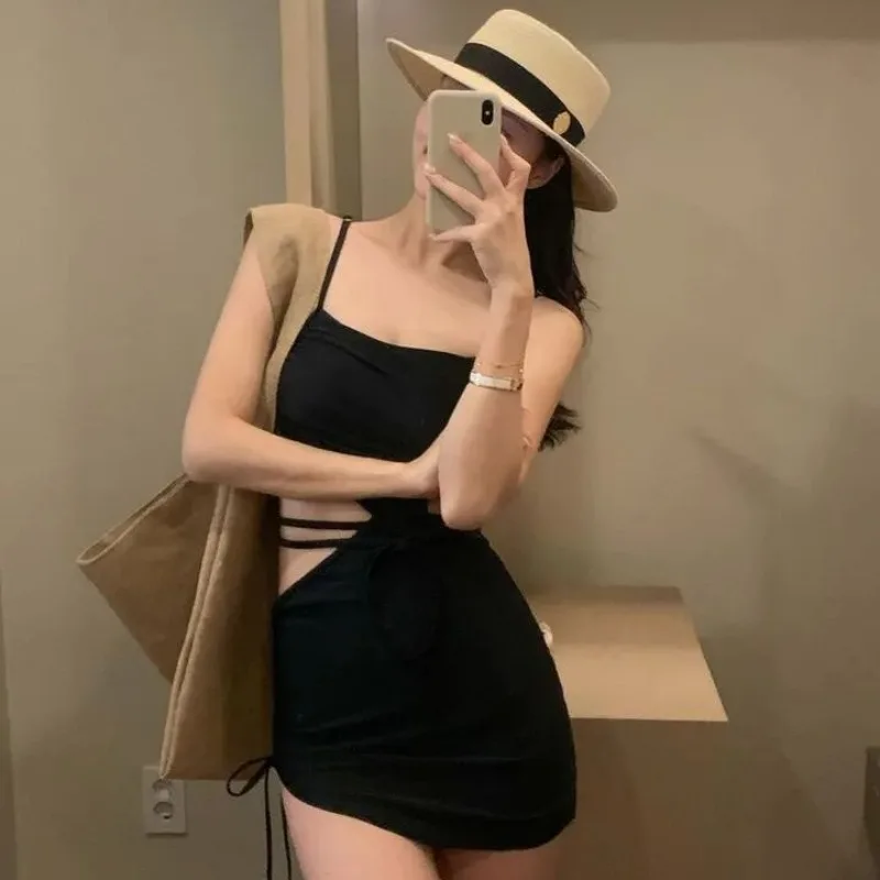 

2024 Sexy Sweetheart Bikini Square Neck Wrap Sleeveless Swimsuit Hollow Out One Piece High Waisted Bikinis Beach Style Swimwear