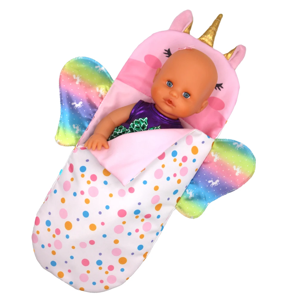 17-18inch Baby Doll Clothes Unicorn Rainbow Sleeping Bag for 43cm Baby Born Doll Bunting Doll Outfits Children Birthday Gifts