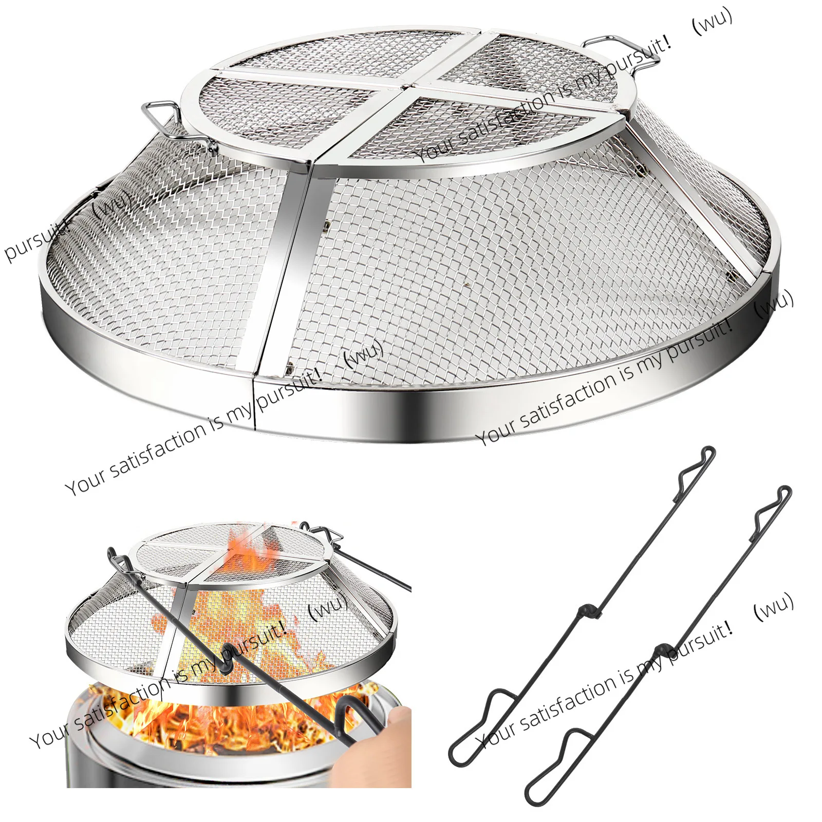 

Solo из нержавеющей стали с плоской сеткой, крышка для вогнища, искровая крышка для заднего двора/пляжа/кемпинга