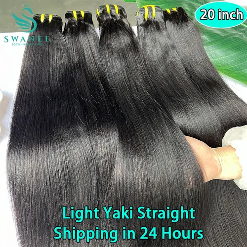 Extensiones de cabello humano virgen sin procesar, 100% crudo, liso Yaki ligero, venta al por mayor, paquete de tejido de cabello humano negro, suministro de salón