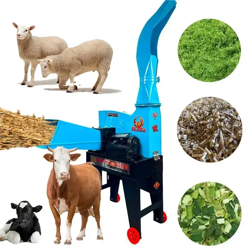 Livestock Hay Grass Cutting Crushing Machine Forage Straw Silage Chopper Crusher Chaff Cutter Machine Animal Feed Farm 1.8 Ton/h