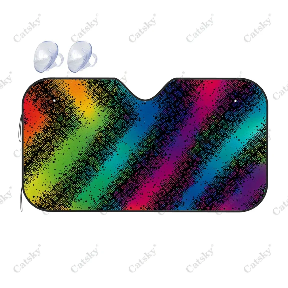 Random Rainbow Splats Car Windshield Sunshade, Front Auto Car Windshield Sun Shade Blocks Uv Rays Sun Visor Protector