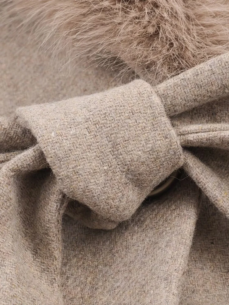 European and American style 2025 winter new arrivals women's clothing faux fur effect lapel blended coat coat