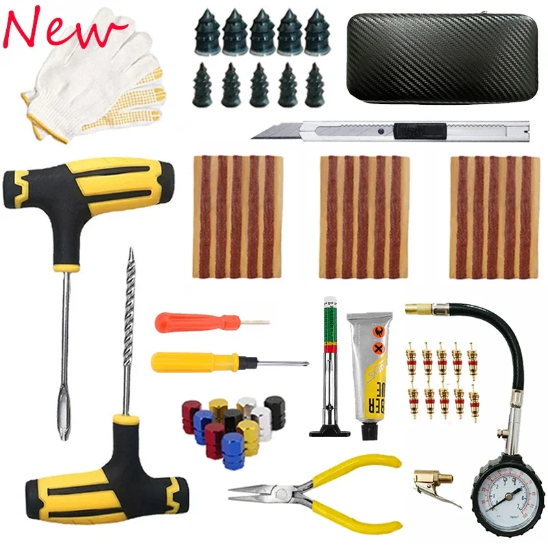 New Car Tire Repair Kit Puncture Plug Tools Tyre Puncture Emergency for Universal Tire Strips Stiring Glue Repair Tool Kit