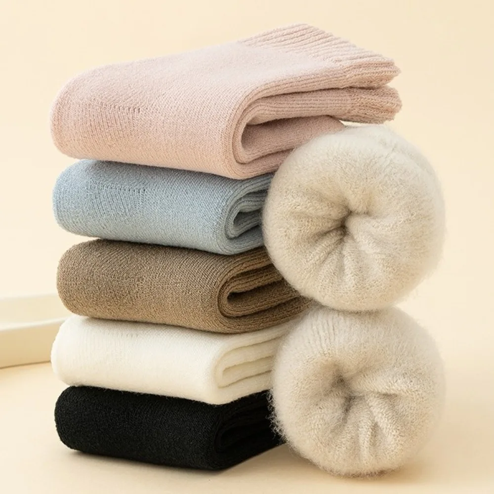 3 pairs Children's Wool Socks Plush Warm Super Thicker Thermal Terry Socks Against Cold Solid Color Winter Socks for Toddlers - Image 3