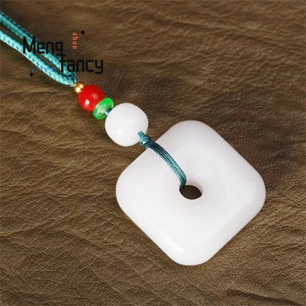 

White Jade, Golden Thread Jade, Square Guardian Jade Pendant, Square Guardian Pendant Best Selling Fashion Jewelry Exquisite