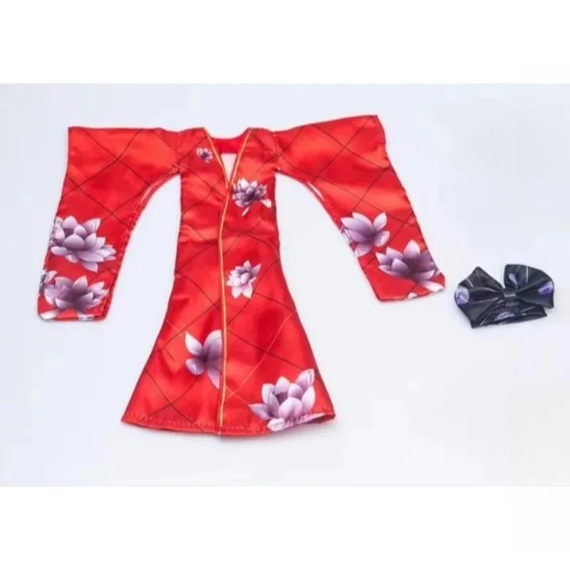 

1/6 Scale Red Japanese Kimono with Belt Butterfly Bow Set Cos Clothes Model for 12" Female Soldier Action Figure Accessory