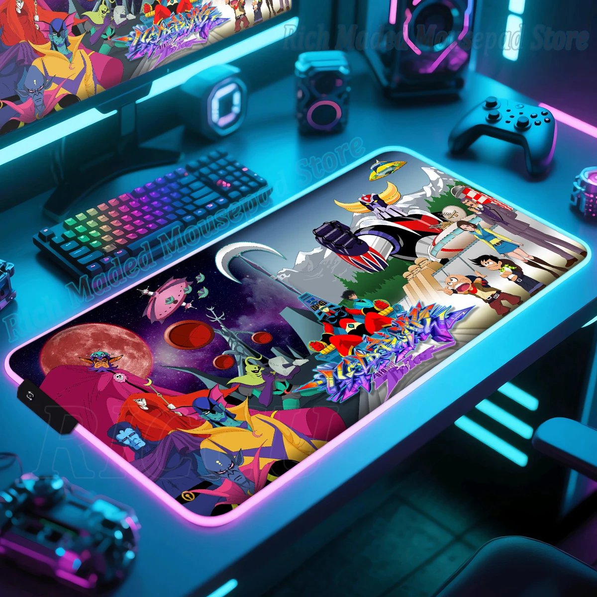 Grendizer и Actarus UFO робот-клавиатура настольный коврик RGB коврик для мыши аниме Xxl ПК игровые аксессуары большой компьютерный расширенный коврик для мыши