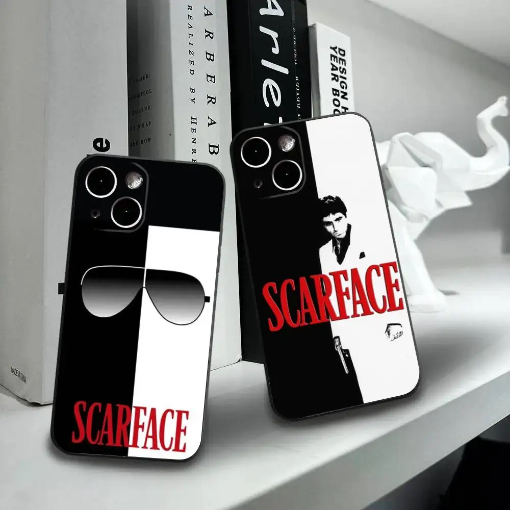 

Film S-Scarface Phone Case For iPhone16,15,14,13,12 Mini 11 Pro XR,X,XS,MAX 7,8 Plus Silicone Cover Soft Black