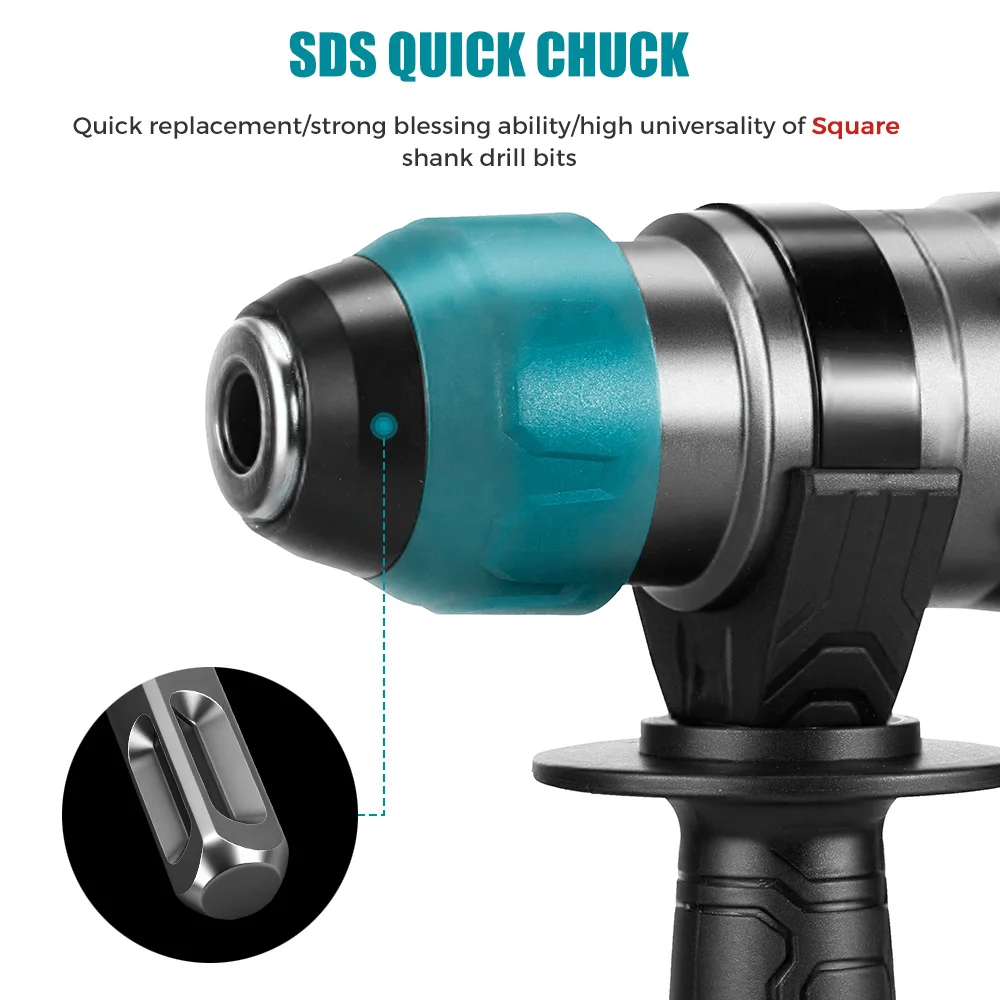 YOFIDRA Multifunktionaler 26MM Bürstenloser Elektrischer Schlagbohrer, Kabelloser Rotations-Schlagbohrer für Makita 21V Akku – Detail 6