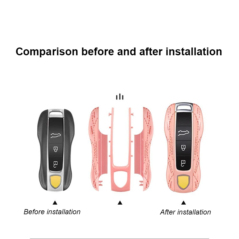 Окрашенный Автомобильный ключ, фоточехол, розовая свинка для Porsche Macan Cayenne 911 Panamera 718 Cayman Boxster Taycan 2010-2021 2022 2023