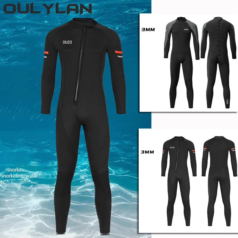 Oulylan Neoprene 3mm Wetsuit Men Scuba Diving Suit Thermal Winter Warm Wetsuits Full Suit Swimming Surfing Kayaking Equipment