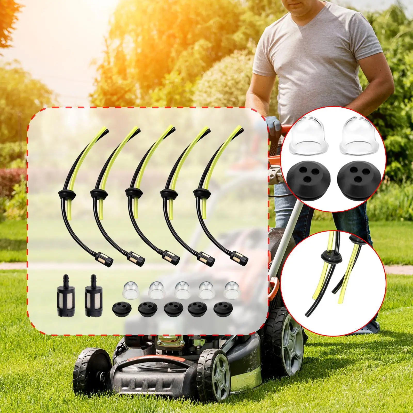 

17 Pieces Fuels Filter Pipes Replacement Universal Petrol Filter Kit for Trimmer Mower Garden Power Tools Lawn Mower Accessories