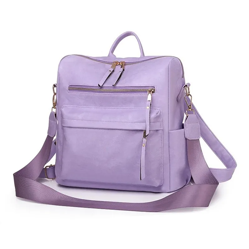 

Fashion Women PU Leather Backpack Female Shoulder Bag Sac a Dos Mochilas Ladies School Bag for Teenage Girls 2026