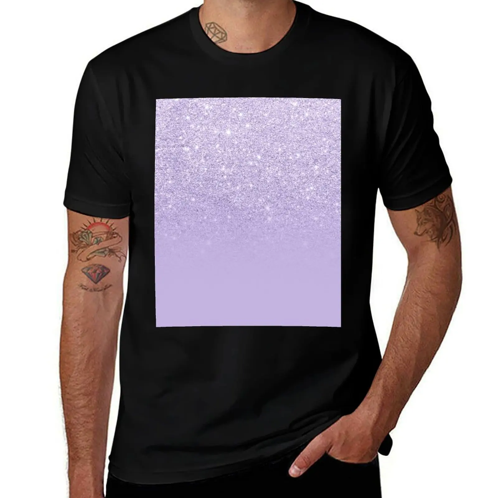 

Stylish purple lavender glitter ombre color block T-Shirt rapper graphic tees T-shirts man Luxury man shirts men graphic