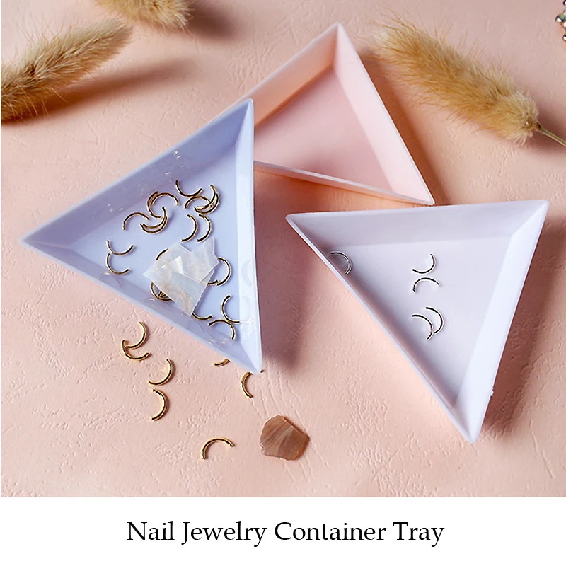 10pcs/lot beauty nail Dotting rhinestone Triangle Plate For Jewelry Beads Display Plastic Tray Packaging White Pink Containers