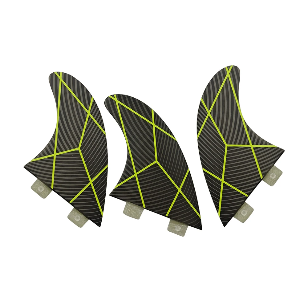 SUP Board UPSURF FCS Fins G5 Tri-fin Set Black Yellow Line Color Fiberglass with Honeycomb Surfboard Swimming Accessories