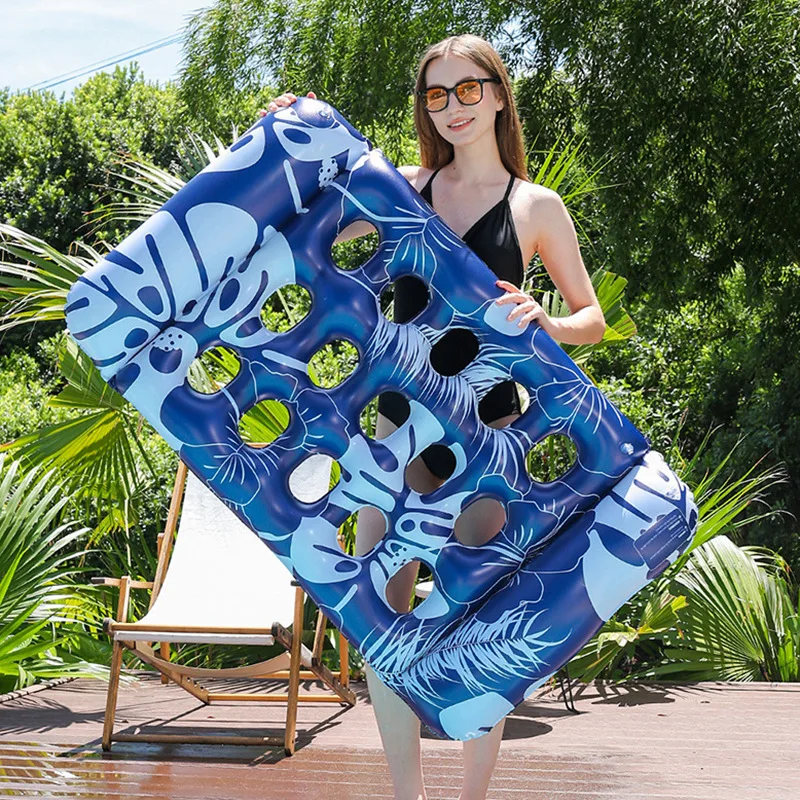 2026 Summer Beach Party Single Inflatable Float Bed Eco Thickened PVC Hole Lounger Air Mattress For Water Entertainment Pool Fun