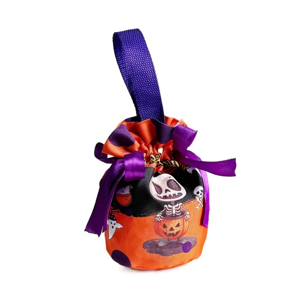 

Handheld Halloween Candy Tote Bag Pumpkin Pattern Design Drawstring/Snap Button Halloween Gift Handbag Reusable Portable