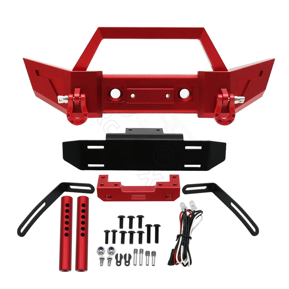 1/10 RC Crawler Axiale SCX10 iii AXI03006 Jeep Gladiator JLU Wrangler Upgrade Onderdelen Metalen Voor Achter Bumper met LED verlichting