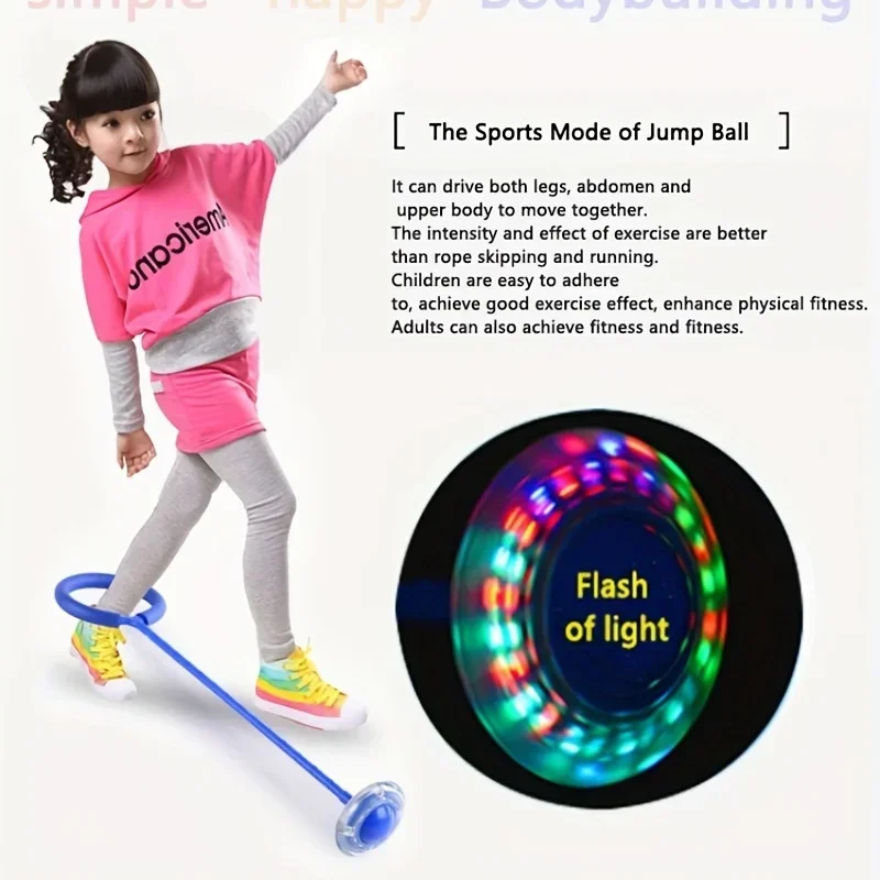 Flash Jumping Rope Ball Kids One Foot Outdoor Fun Sports Children Jumping Force Reaction Training Swing Ball Child-parent Games